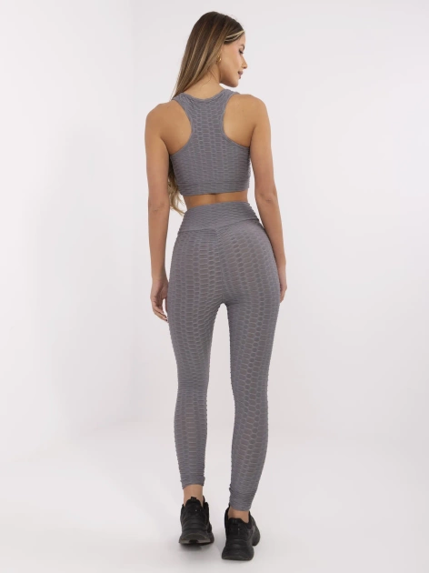Szary sportowy komplet z legginsami RUE PARIS