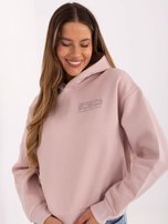 Jasnoróżowa ocieplana bluza z napisem SUBLEVEL