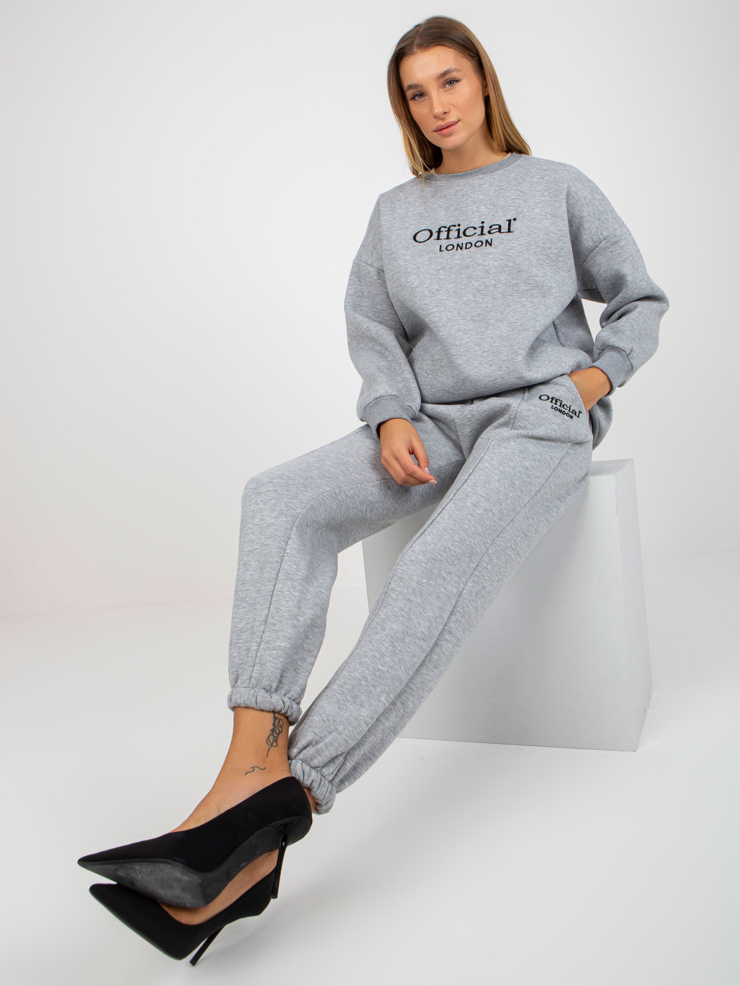 Hurt Gray two-piece tracksuit set with oversized hoodie.