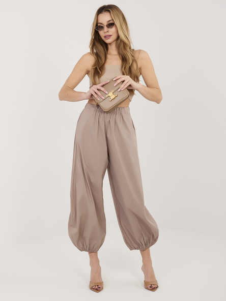 Ciemnobeżowe luźne spodnie parachute RUE PARIS