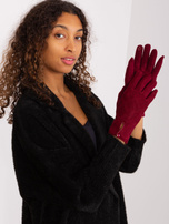 Hurt Bordowe damskie rękawiczki z ociepleniem 