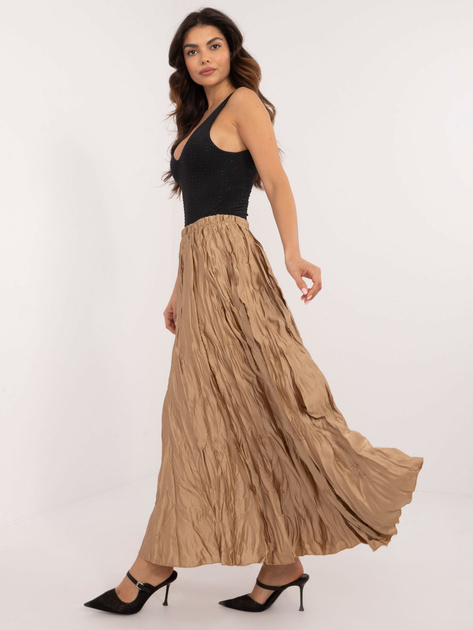 Hurt Camelowa elegancka spódnica z gniecionej tkaniny