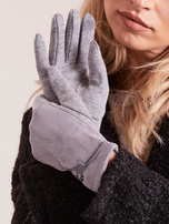 Graue elegante Damenhandschuhe.