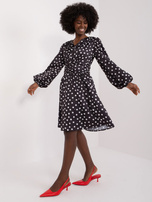 Hurt Czarna sukienka koktajlowa z bufiastym rękawem