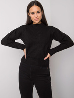 Schwarzer Pullover mit dekorativen Ärmeln Salamanca RUE PARIS.