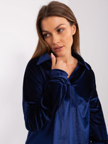 Hurt Granatowy welurowy komplet z bluzką