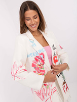 Hurt Kremowa marynarka z printem i zapięciem na guzik