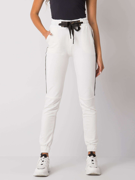 Ecru spodnie dresowe z aplikacją Giulia