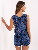 Niebieski letni top z frędzlami