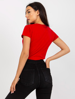 Hurtownia Czerwony gładki t-shirt basic z bawełny 