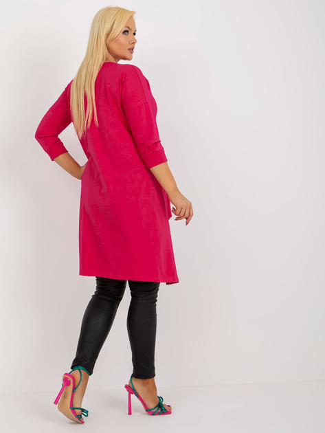 Hurt Fuksjowa długa bluzka plus size z kieszeniami