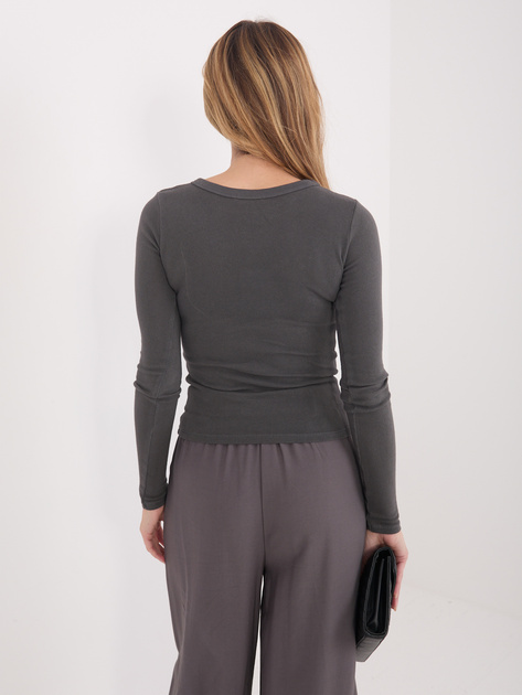 Grafitowy longsleeve z okrągłym dekoltem