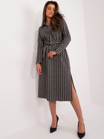 Hurt Ciemnoszara prosta sukienka z kołnierzem