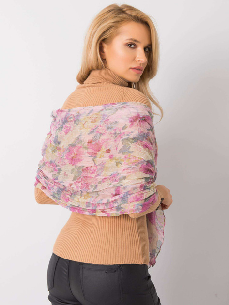 Pudroworóżowa chusta w kwiatowy wzór