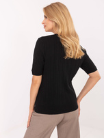 Czarny damski sweter z krótkim rękawem