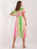 Hurt Różowo-zielona damska sukienka z krótkim rękawem