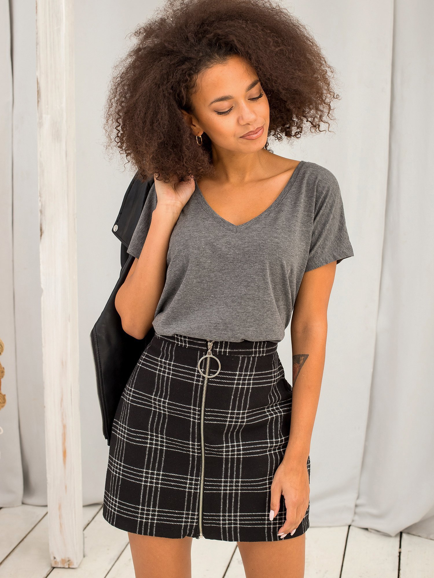 Ciemnoszary melanżowy t-shirt Emory