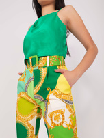 Hurt Zielono-żółte materiałowe spodnie od garnituru