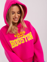 Hurt Fuchsia women's hoodie with a print.