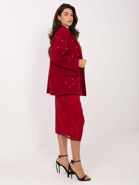 Bordowa elegancka marynarka z zapięciem na guzik