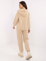 Beżowy komplet alpaka z bluzą z kapturem