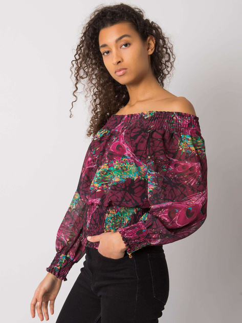 Fioletowa bluzka hiszpanka we wzory Cornwall