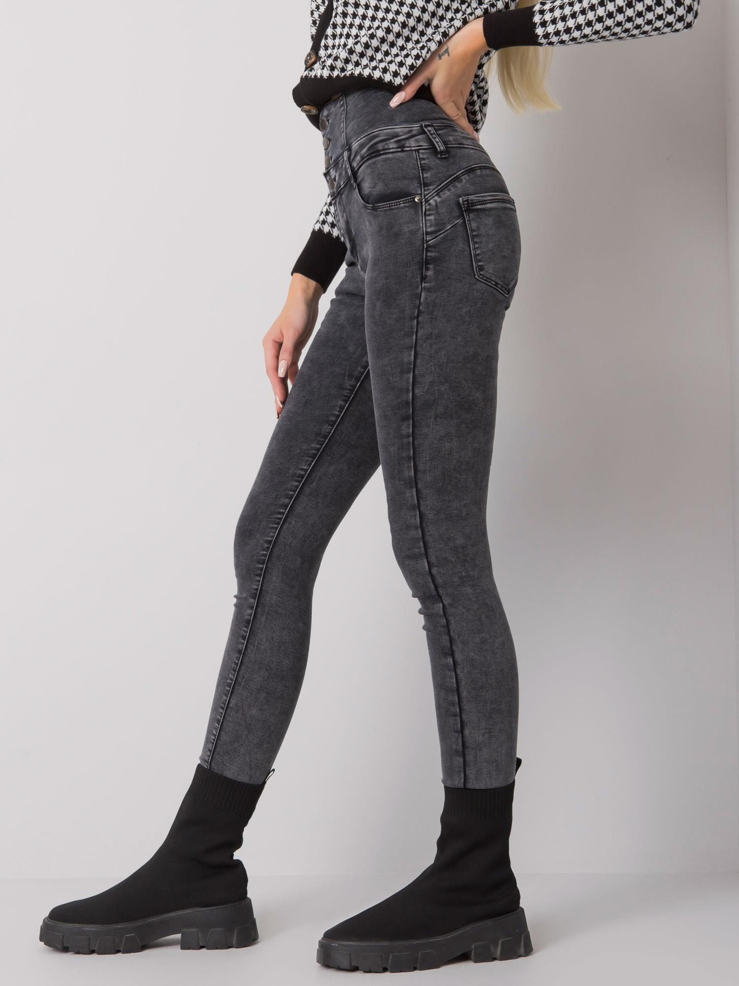 Szare jeansy rurki high waist Garland