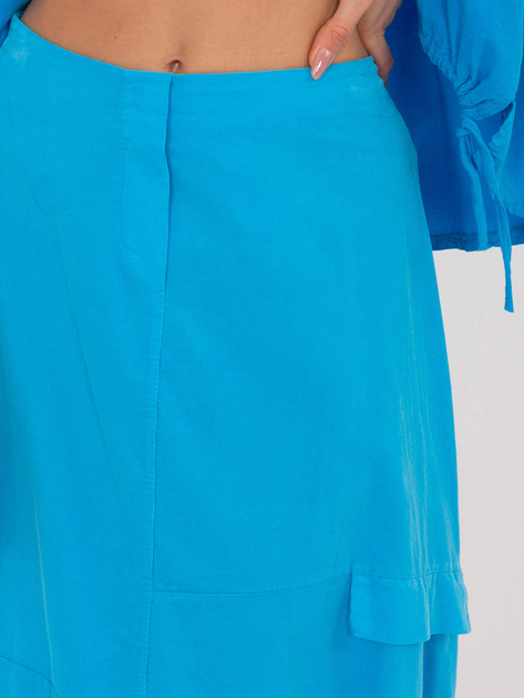 Niebieska sztruksowa spódnica z ściągaczami RUE PARIS