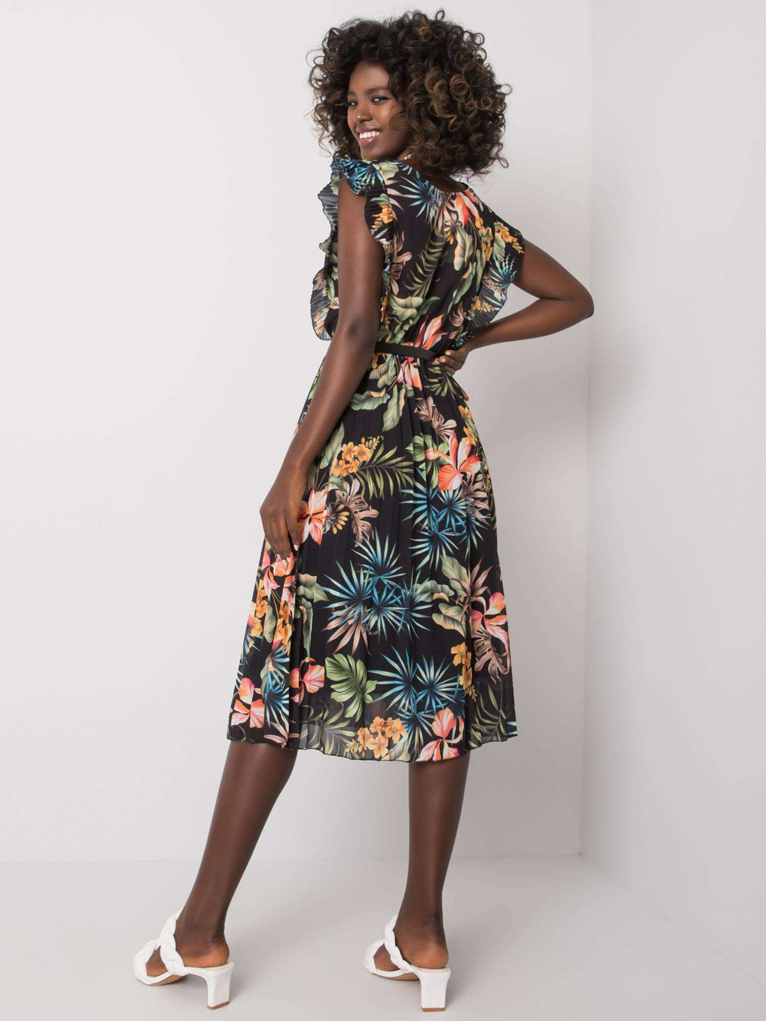 Garrina Black Pleated Dress