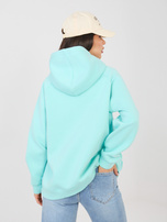 Miętowa ocieplana bluza oversize z haftem RUE PARIS
