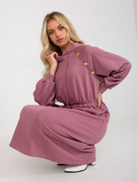 Hurt Brudnoróżowa rozkloszowana sukienka dresowa z guzikami