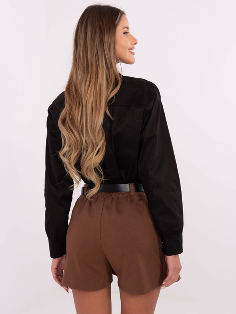 Hurt Brązowe eleganckie spódnico-spodenki z zakładkami