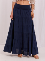 Dunkelblaßer Maxi-Rock im Boho-Stil aus Baumwolle.