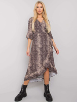 Black and beige dress with ruffle Marinette OCH BELLA