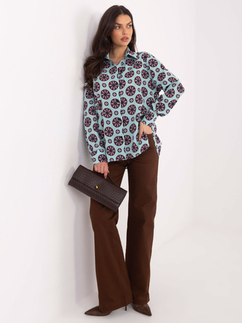 Miętowa klasyczna koszula z nadrukiem