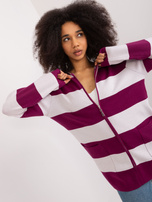 Hurt Fioletowo-biały sweter rozpinany z wiskozą