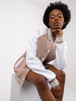 Ciemnobeżowo-biała bluza bomberka Porto RUE PARIS