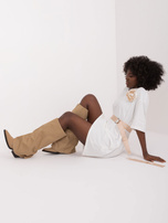 Hurt Ecru mini sukienka t-shirtowa z paskiem 