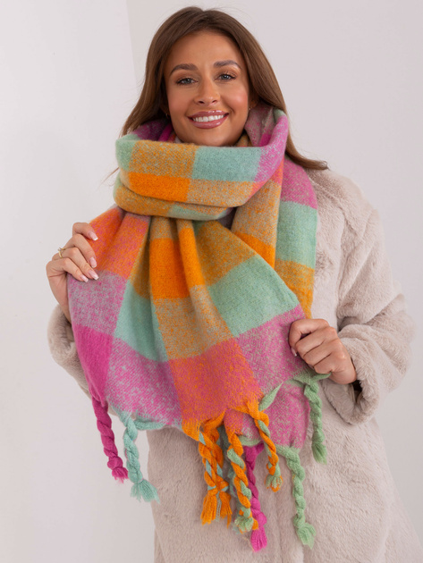 Hurtownia Różowo-miętowy ciepły szal damski