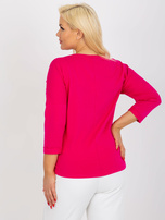 Hurt Fuksjowa bawełniana bluzka plus size z napisem 