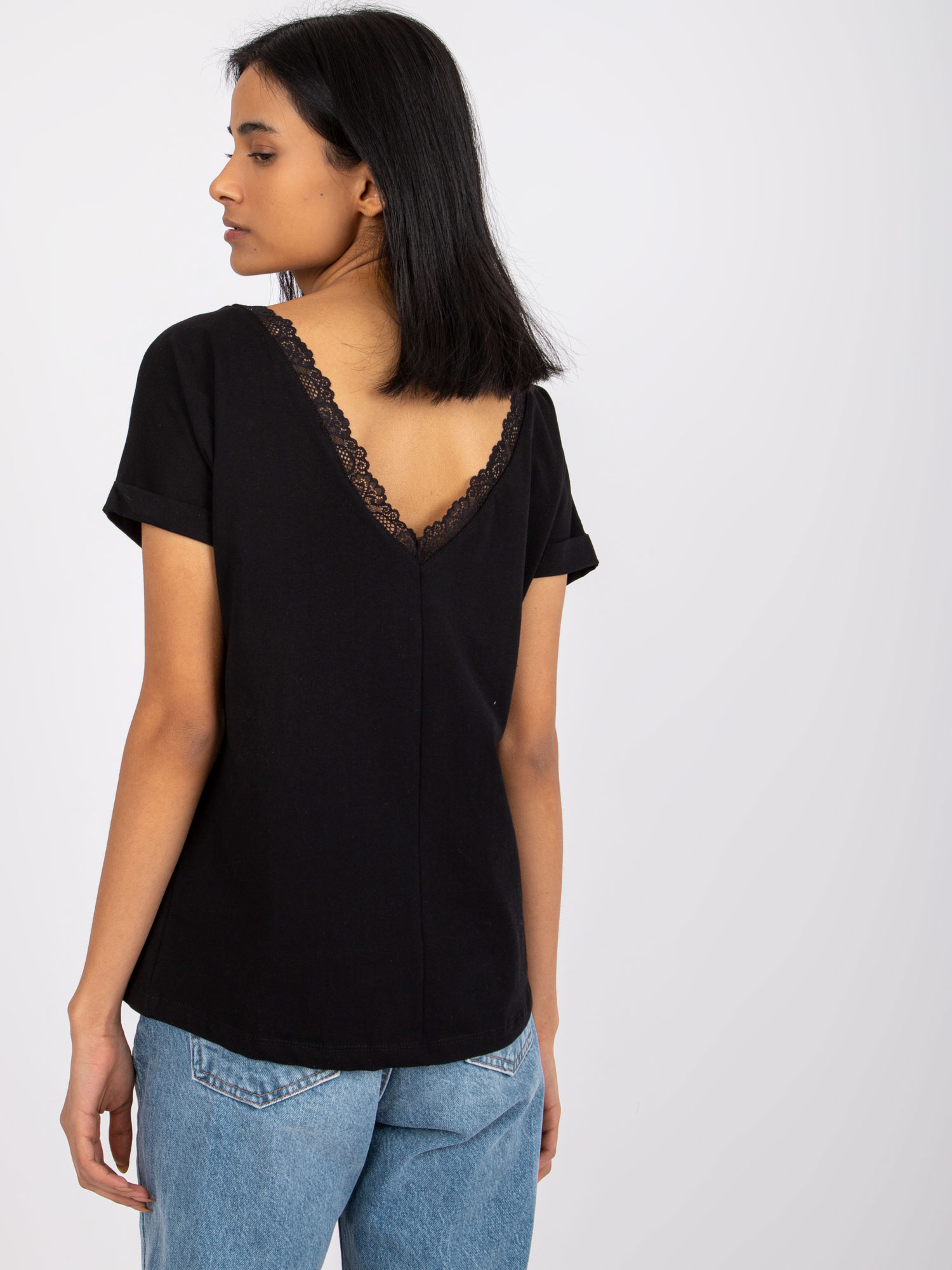 Schwarze Bluse mit Rückenausschnitt Salma RUE PARIS.