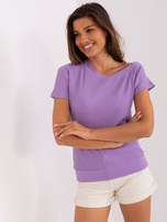 Hurt Fioletowa bluzka basic z krótkim rękawem 
