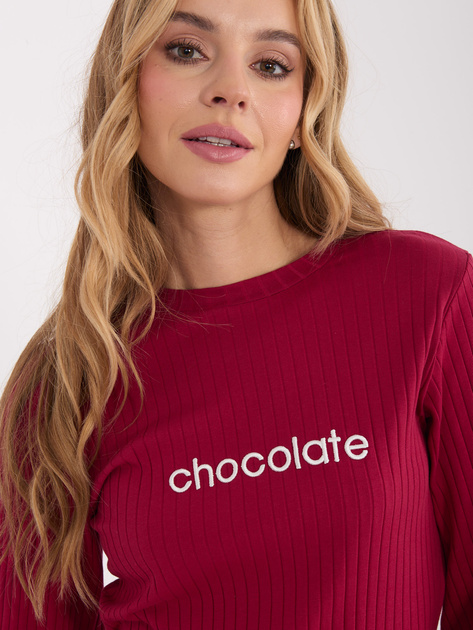 Bordowa bluzka z haftowanym napisem RUE PARIS