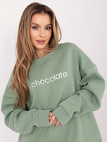  Pistacjowa damska  bluza oversize bez kaptura RUE PARIS