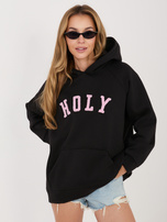 Czarna bluza oversize z ociepleniem RUE PARIS