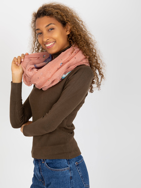 Hurt Jasnoróżowa damska chusta komin z nadrukiem