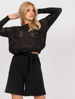 Czarne bawełniane szorty casualowe z paskiem OCH BELLA