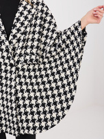 Czarno-biały dwurzędowy płaszcz ponczo 