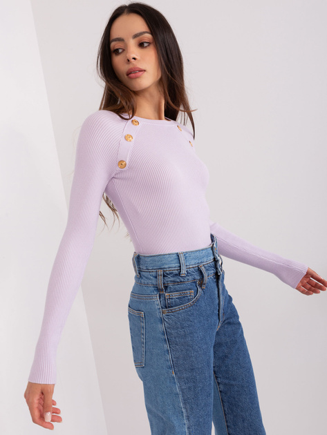 Hurt Jasnofioletowy dopasowany sweter klasyczny