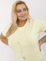 Jasnożółta damska bluzka plus size z krótkim rękawem